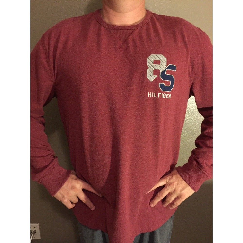 Maroon Tommy Hilfiger Sweater Sweatshirt Long Sleeve Shirt 85 Polyester XXL